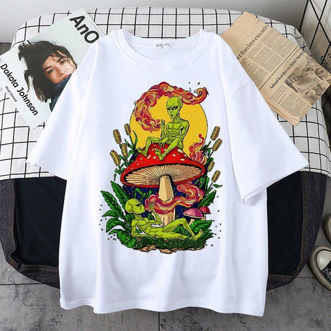Cogumelo Escuro Gollum Camiseta Algodão Estampa Alucinações Harajuku Gráfica