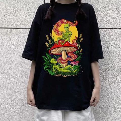 Cogumelo Escuro Gollum Camiseta Algodão Estampa Alucinações Harajuku Gráfica