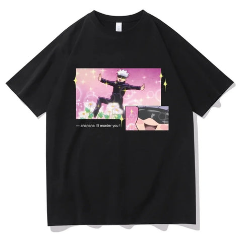 camiseta anime masculina e feminina, tops estampados gráficos Gojo camiseta de verão