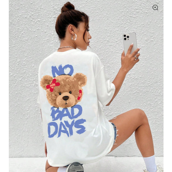 CAMISETA BÁSICA NO BAD DAYS BEAR ESTAMPA NOVIDADE