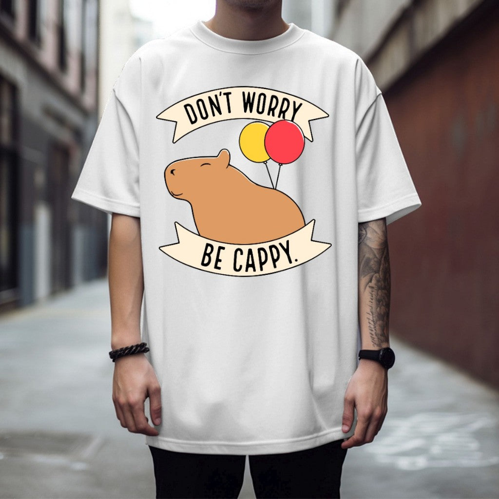 Camiseta Básica Don't Worry Be Cappy Capivara Envio Mais Rapido Do Brasil
