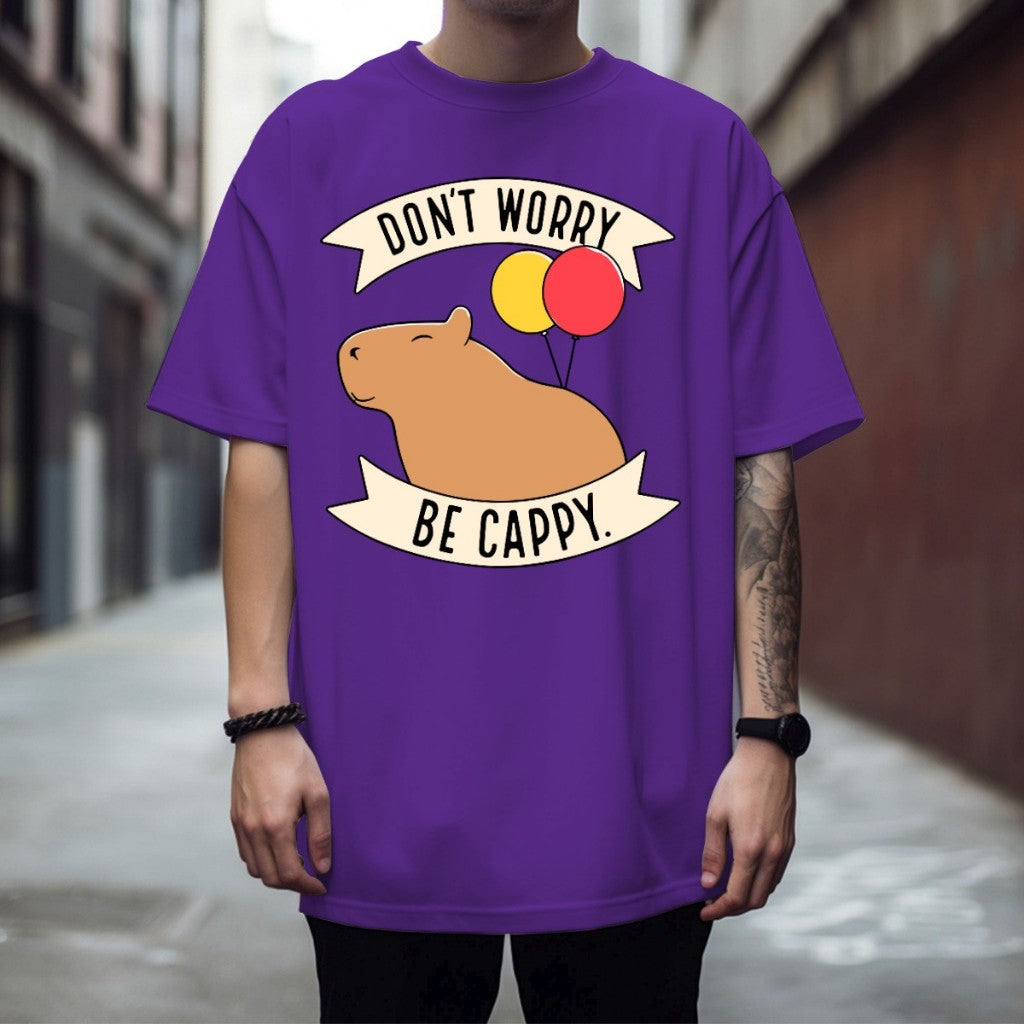 Camiseta Básica Don't Worry Be Cappy Capivara Envio Mais Rapido Do Brasil