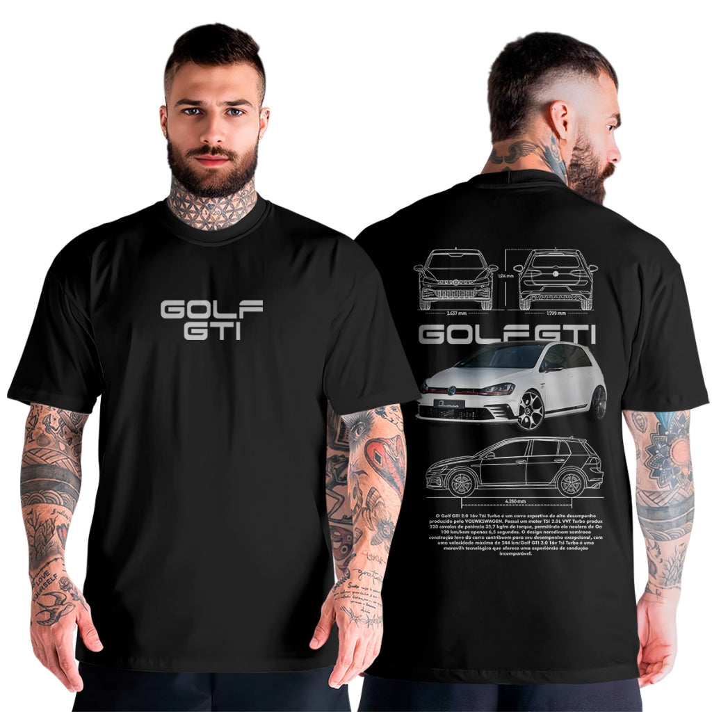 Camiseta T-Shirt Carro Golf Gti 2.0 16v Tsi a/t Luxuoso Lançamento Do Ano Verão