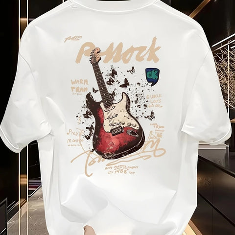 Camiseta Guitarra Borboleta Camisa Blusa Unissex Masculino Feminino 100% Algodão Top Premium Street wear Plus Size