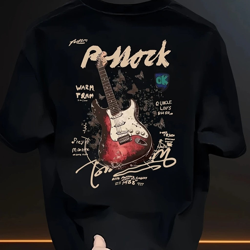 Camiseta Guitarra Borboleta Camisa Blusa Unissex Masculino Feminino 100% Algodão Top Premium Street wear Plus Size