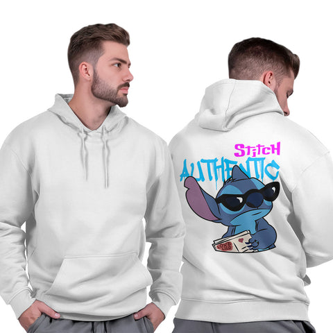 Blusa de Frio Masculina Moletom Capuz Canguru Peluciada Confortável Stitch