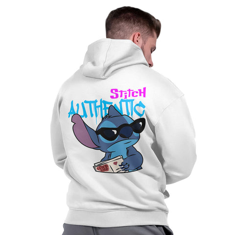 Blusa Moletom Unissex Capuz Confortável Streetwear Básico Liso Stitch