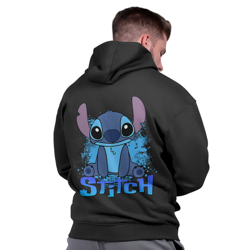 Moletom Canguru Masculino Capuz Grosso Streetwear Algodão Quente Stich