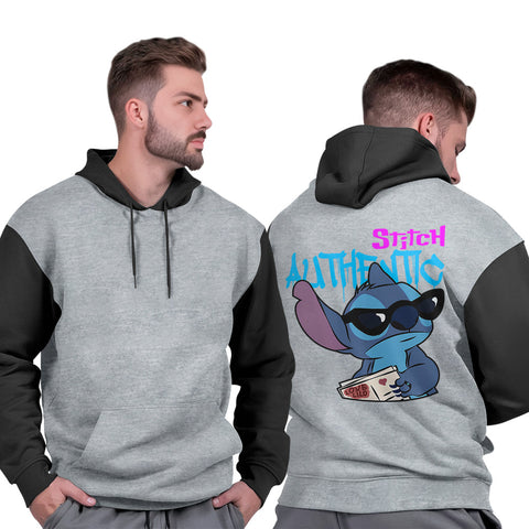 Blusão Moletom Masculino Canguru Preto Streetwear Flanelado Quente Stitch