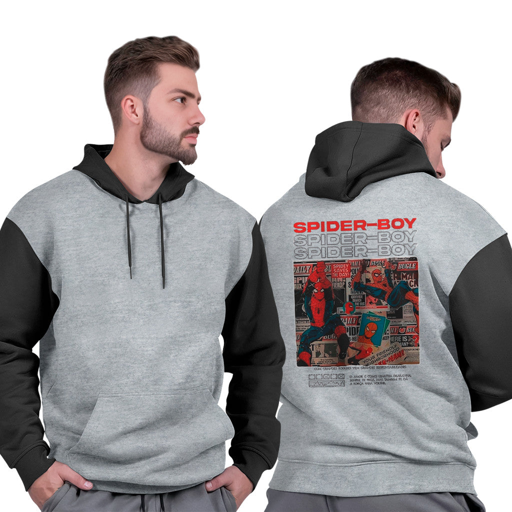 Moletom Capuz Unissex Algodão Liso Básico Casual Flanelado Aranha