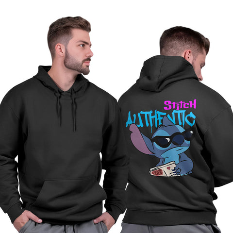 Blusa de Frio Masculina Moletom Capuz Canguru Peluciada Confortável Stitch