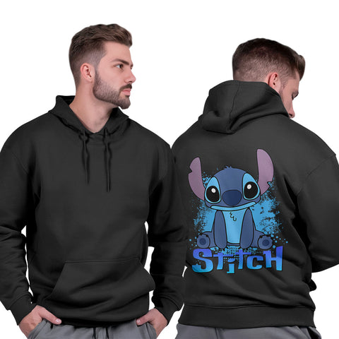 Moletom Canguru Masculino Capuz Grosso Streetwear Algodão Quente Stich