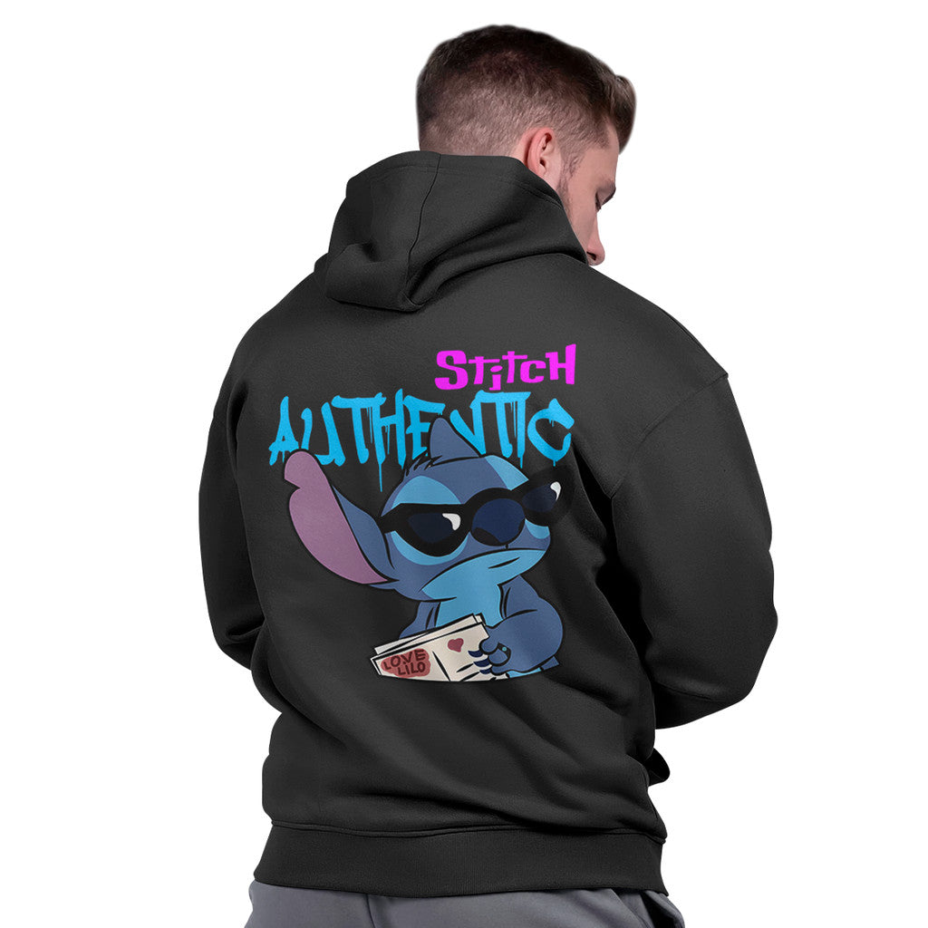 Blusa de Frio Masculina Moletom Capuz Canguru Peluciada Confortável Stitch