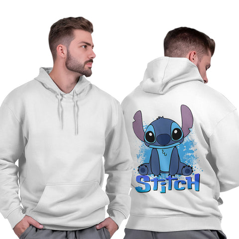 Moletom Canguru Masculino Capuz Grosso Streetwear Algodão Quente Stich