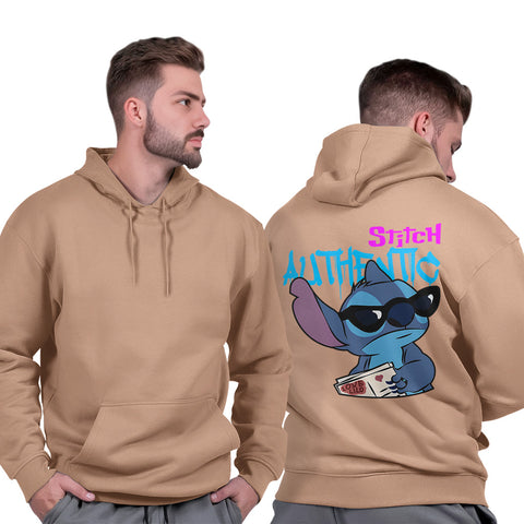 Blusa Moletom Unissex Capuz Confortável Streetwear Básico Liso Stitch
