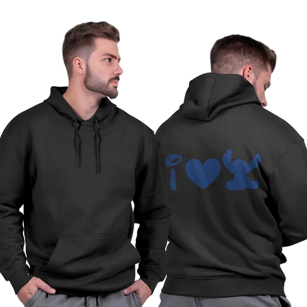 Blusão Moletom Masculino Canguru Preto Flanelado Algodão Inverno Stitch