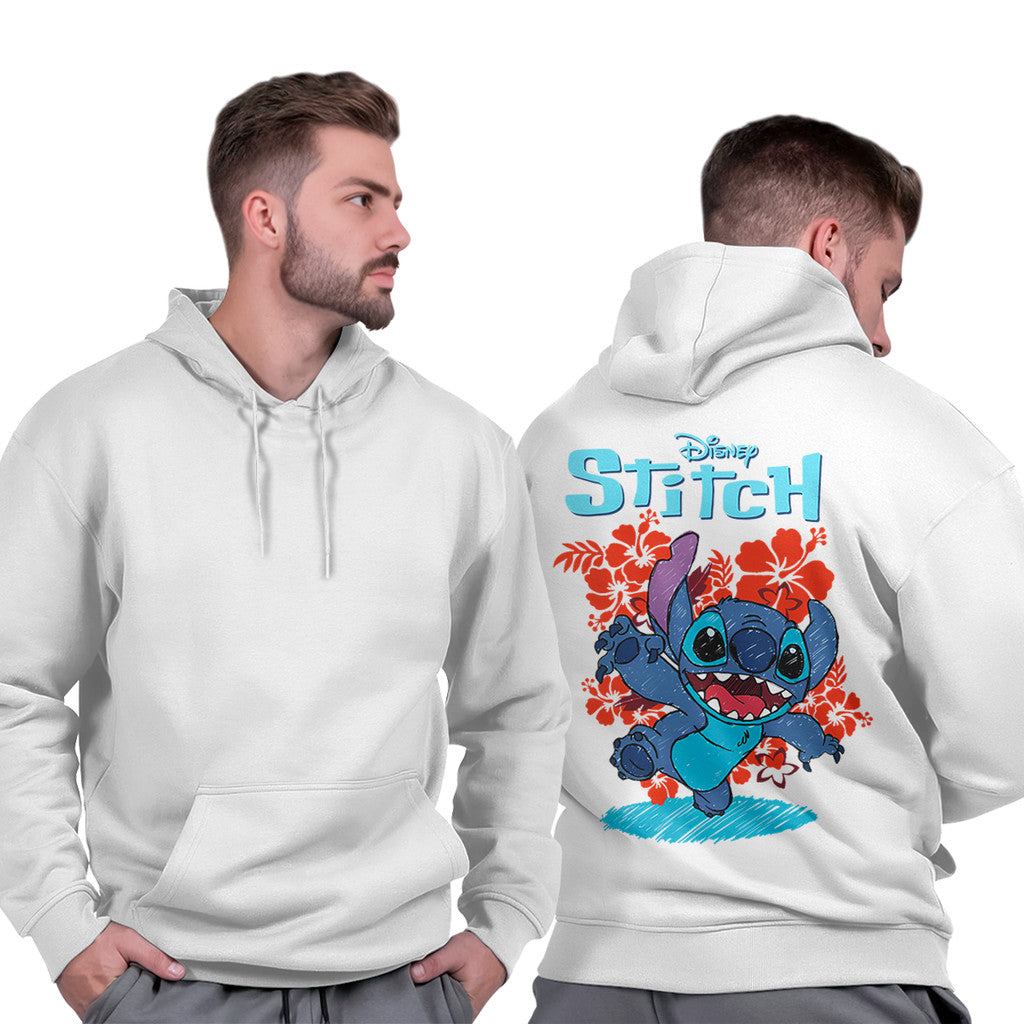 Moletom Masculino Blusa Capuz Casual Básico Peluciado Flanelado Stitch