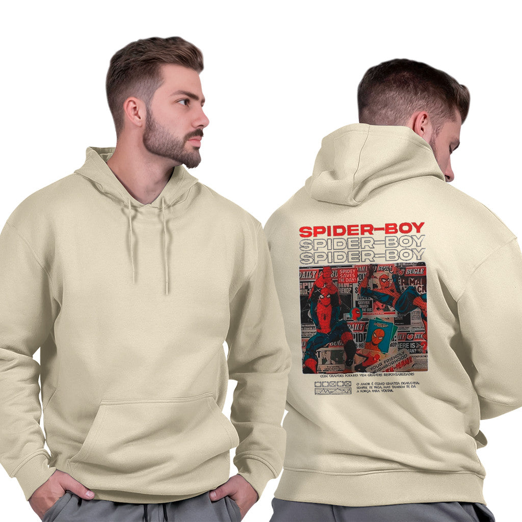 Moletom Capuz Unissex Algodão Liso Básico Casual Flanelado Aranha