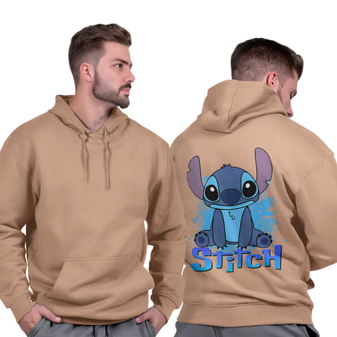 Moletom Canguru Masculino Capuz Grosso Streetwear Algodão Quente Stich