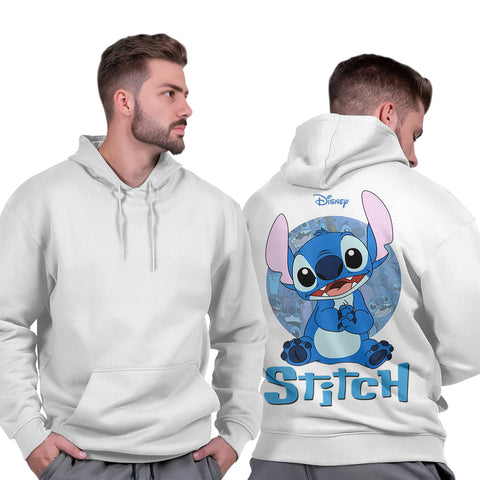 Blusão Moletom Masculino Canguru Preto Grosso Confortável Stitch
