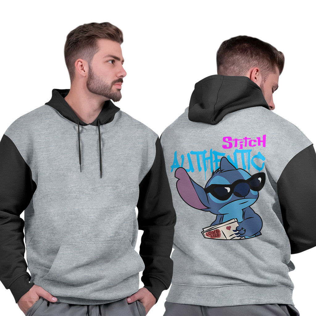 Blusão Moletom Masculino Canguru Preto Streetwear Flanelado Quente Stitch
