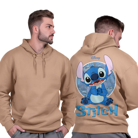 Blusa de Moletom Masculina Capuz Peluciado Confortável Básico Casual Stitch