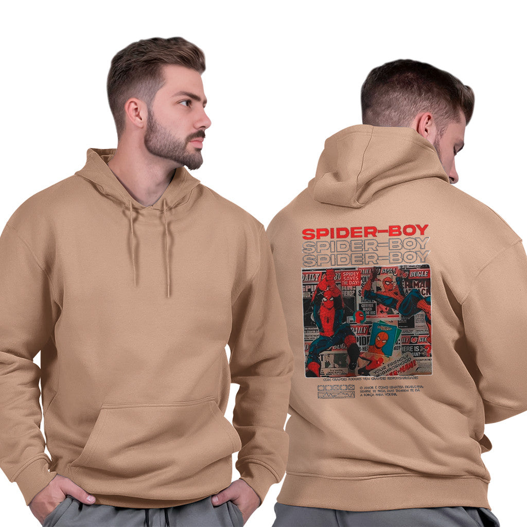 Moletom Capuz Unissex Algodão Liso Básico Casual Flanelado Aranha