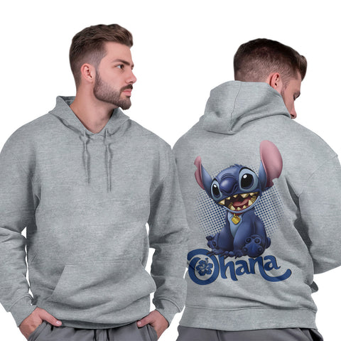 Blusa Moletom Masculino Básico Grosso Capuz Flanelado Casual Quente Stich