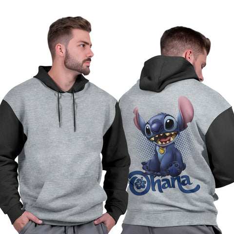 Blusa Moletom Masculino Básico Grosso Capuz Flanelado Casual Quente Stich