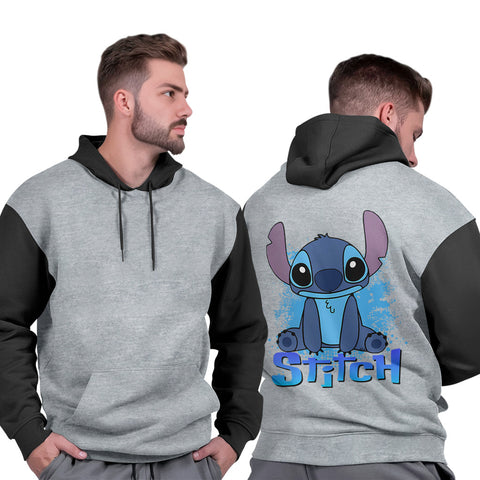 Moletom Canguru Masculino Capuz Grosso Streetwear Algodão Quente Stich