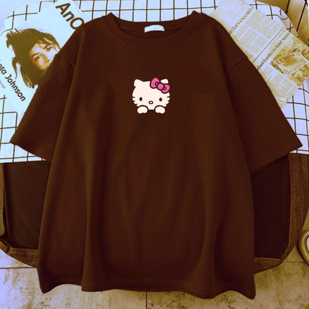 Camisa Anime Kitty Oversized Masculina Estilo Japonesa Casual Urbana